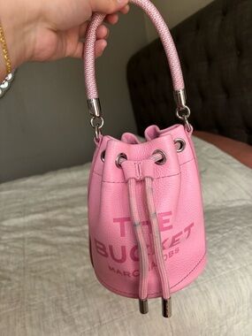 Marc Jacobs Pink Leather Mini Bucket Drawstring Bag